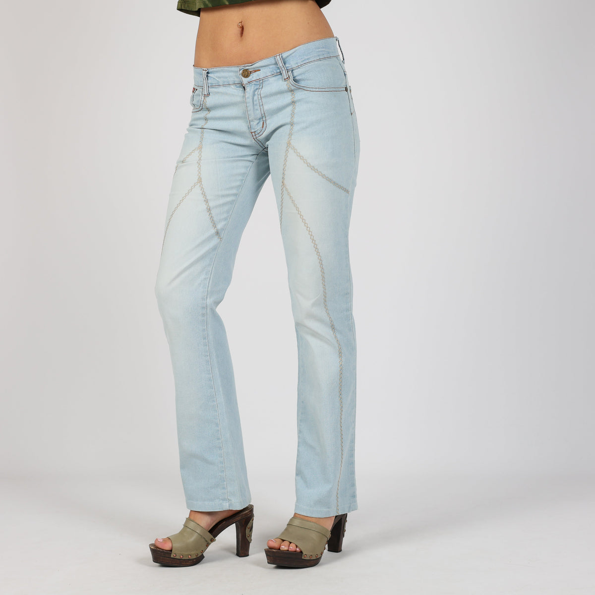 Light Blue Y2K Wan Li Bootcut Jeans (XS)