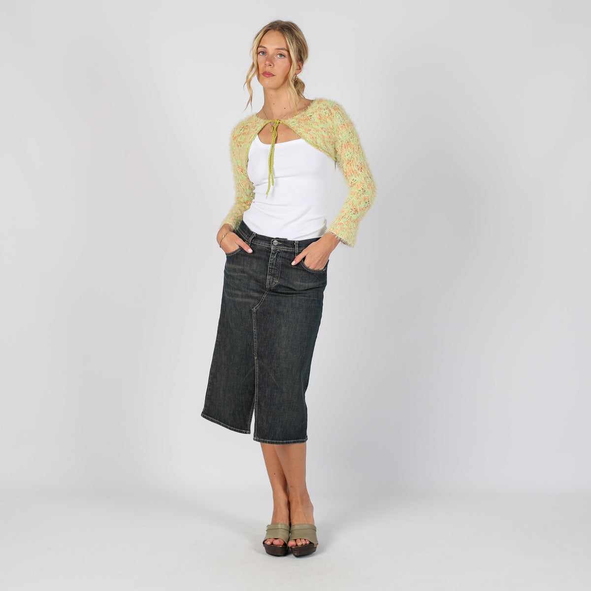Blue 90s GAS Denim Midi Skirt (XS)