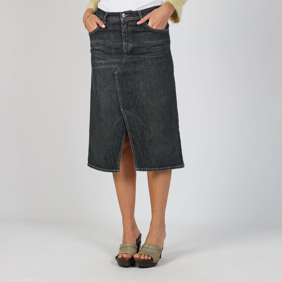 Blue 90s GAS Denim Midi Skirt (XS)