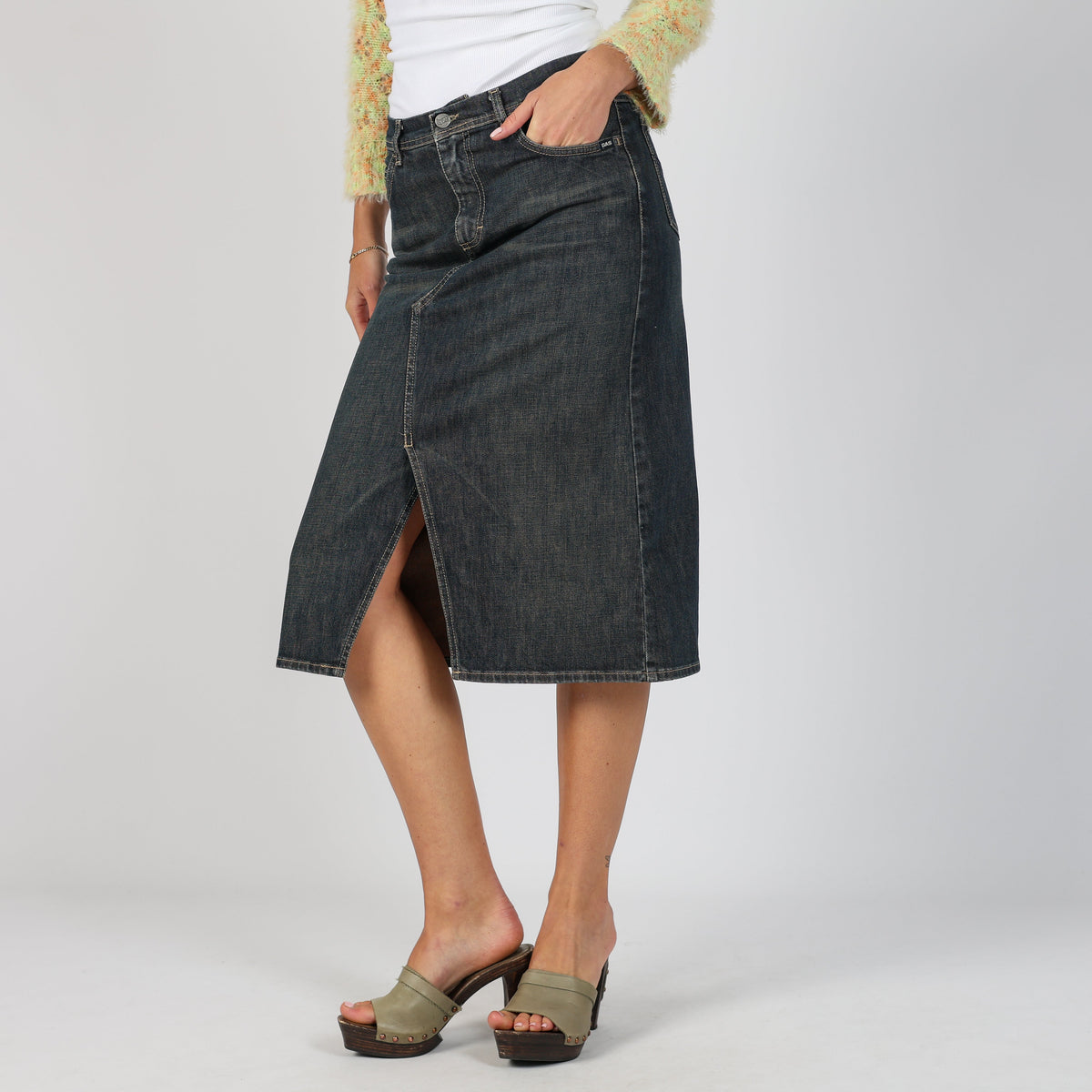 Blue 90s GAS Denim Midi Skirt (XS)