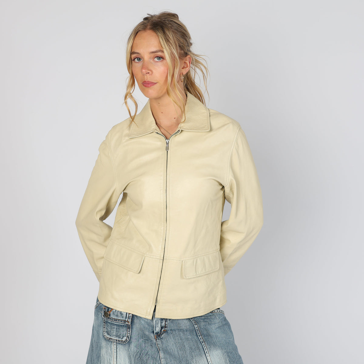 Cream 90s Reeve Leather Leather Jacket (S)