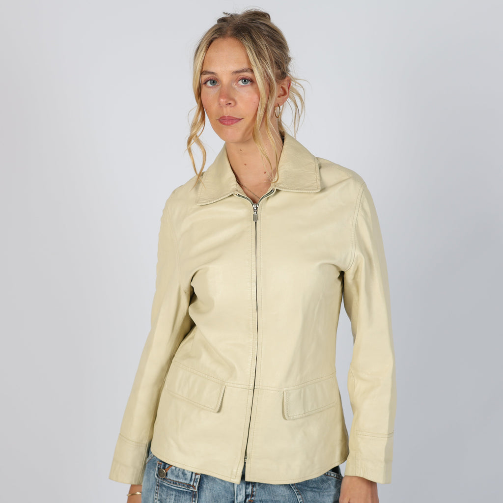 Cream 90s Reeve Leather Leather Jacket (S)