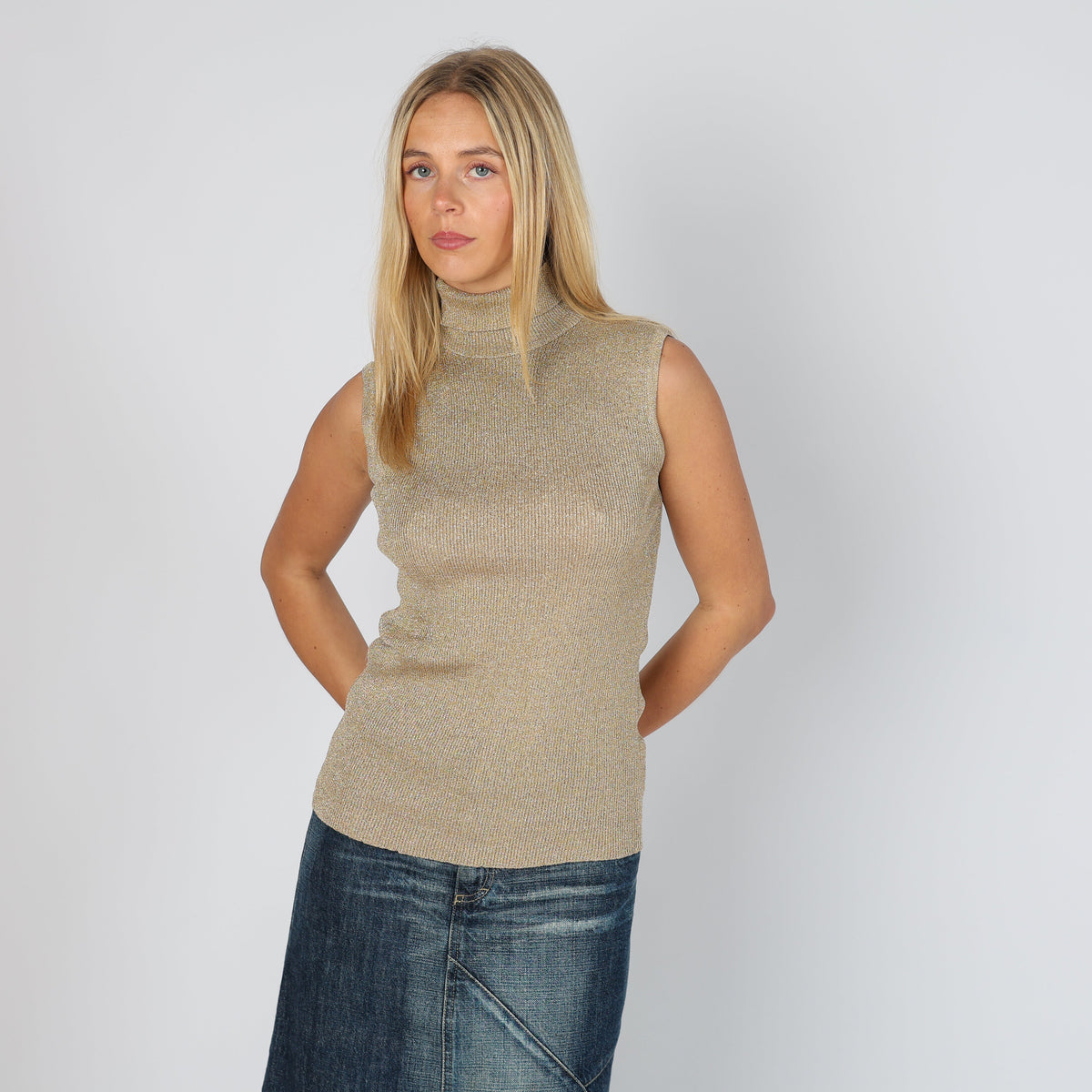 Gold 90s Stefanel Woven Vest (M)