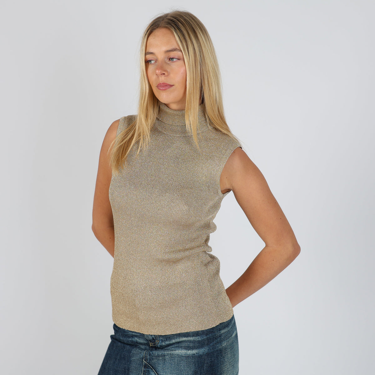 Gold 90s Stefanel Woven Vest (M)
