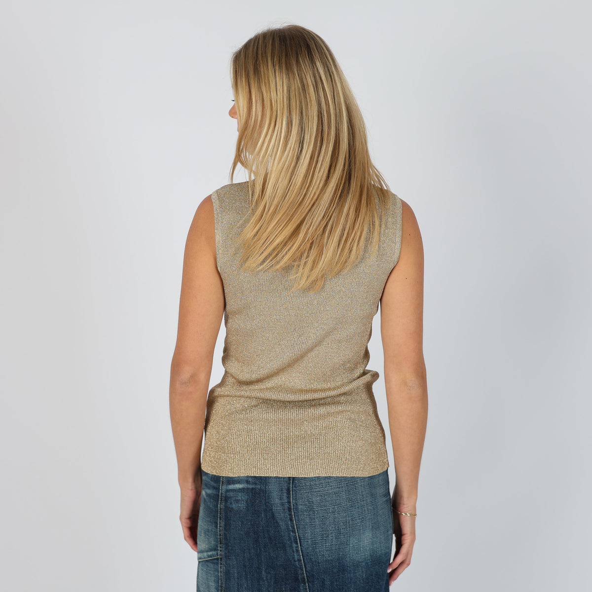 Gold 90s Stefanel Woven Vest (M)