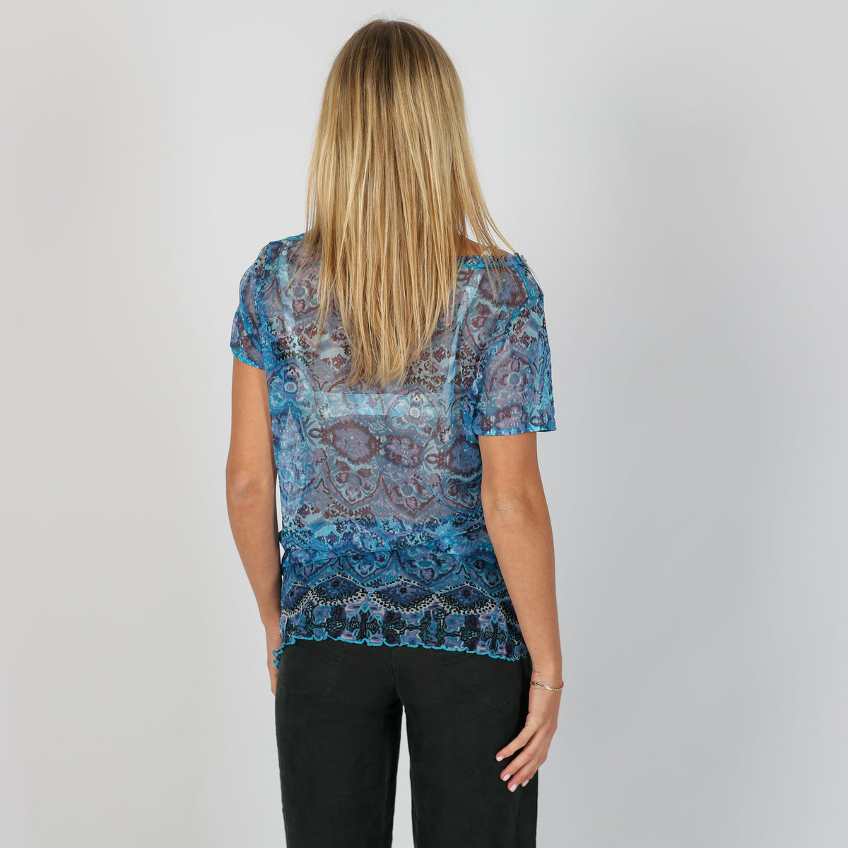 Blue Y2K Tom Tailor Mesh Top (L)