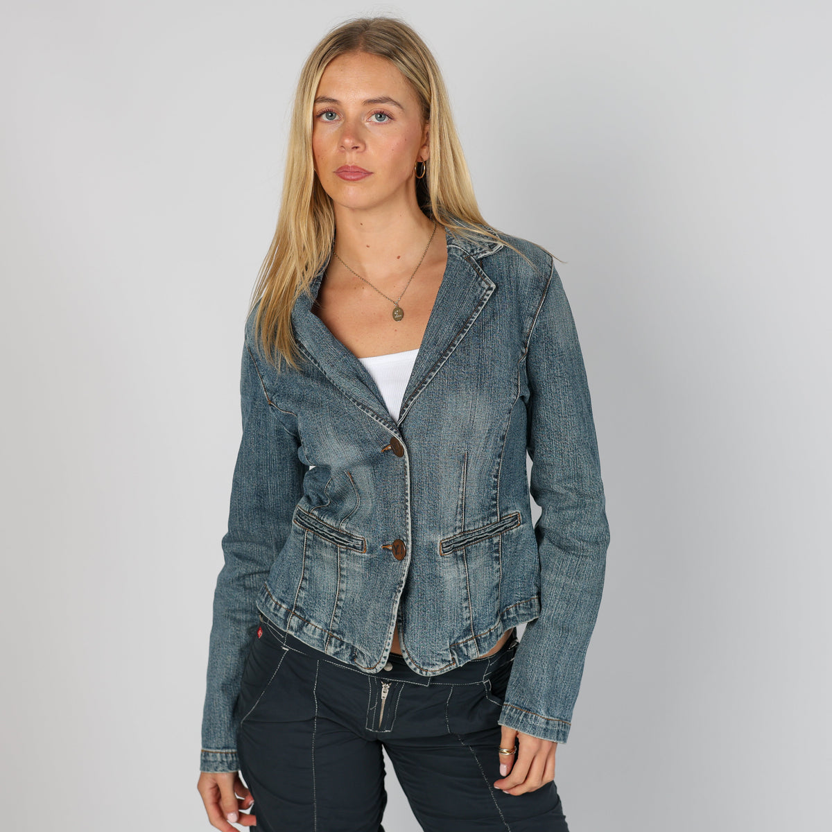Blue Y2K Yes!Miss Denim Jacket (S)