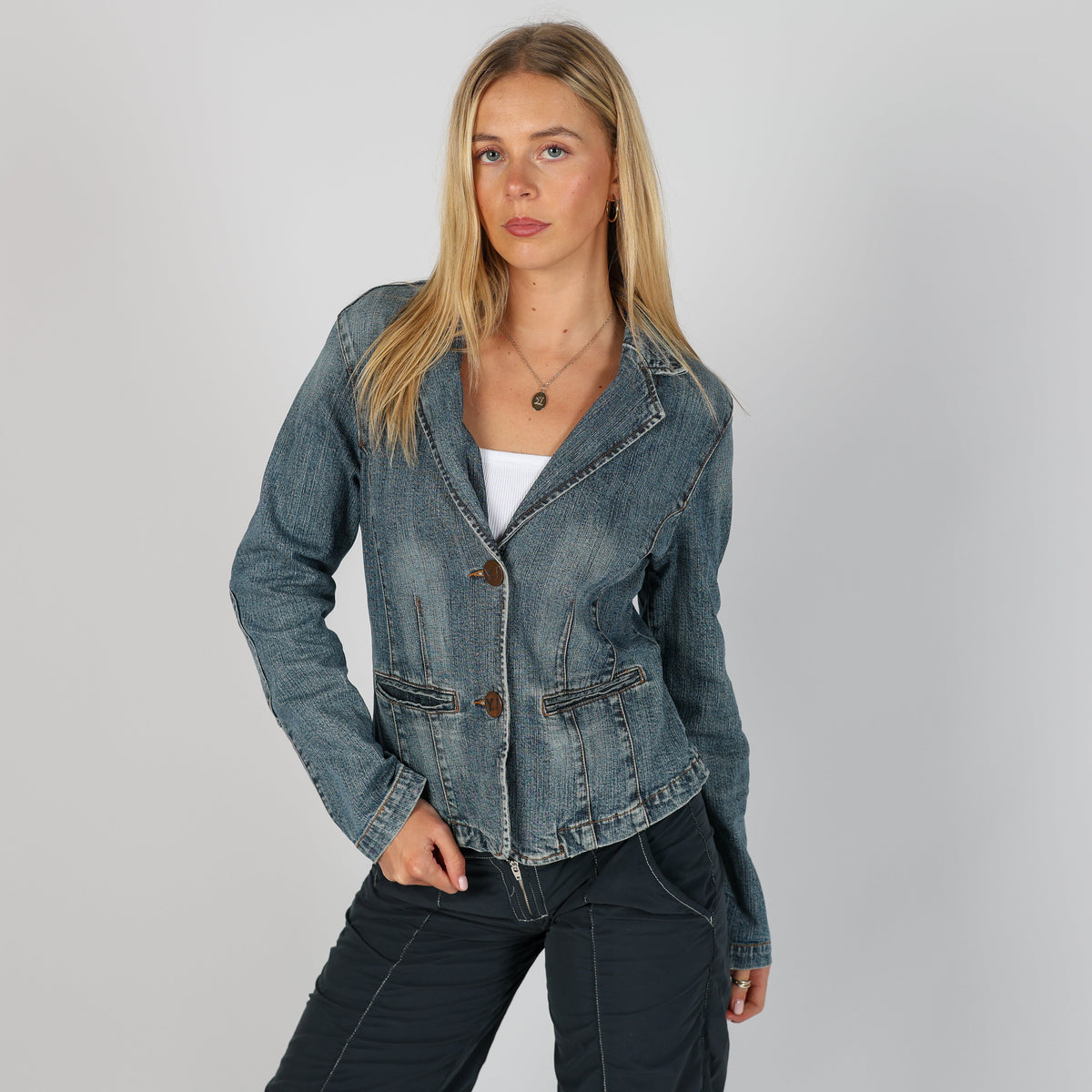 Blue Y2K Yes!Miss Denim Jacket (S)