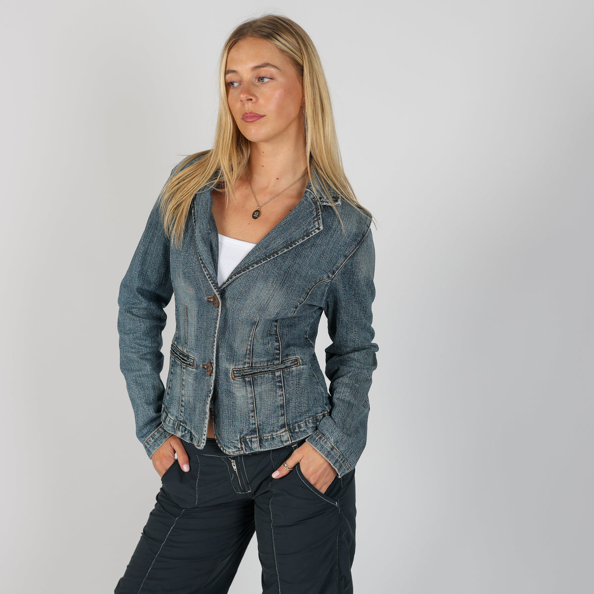 Blue Y2K Yes!Miss Denim Jacket (S)