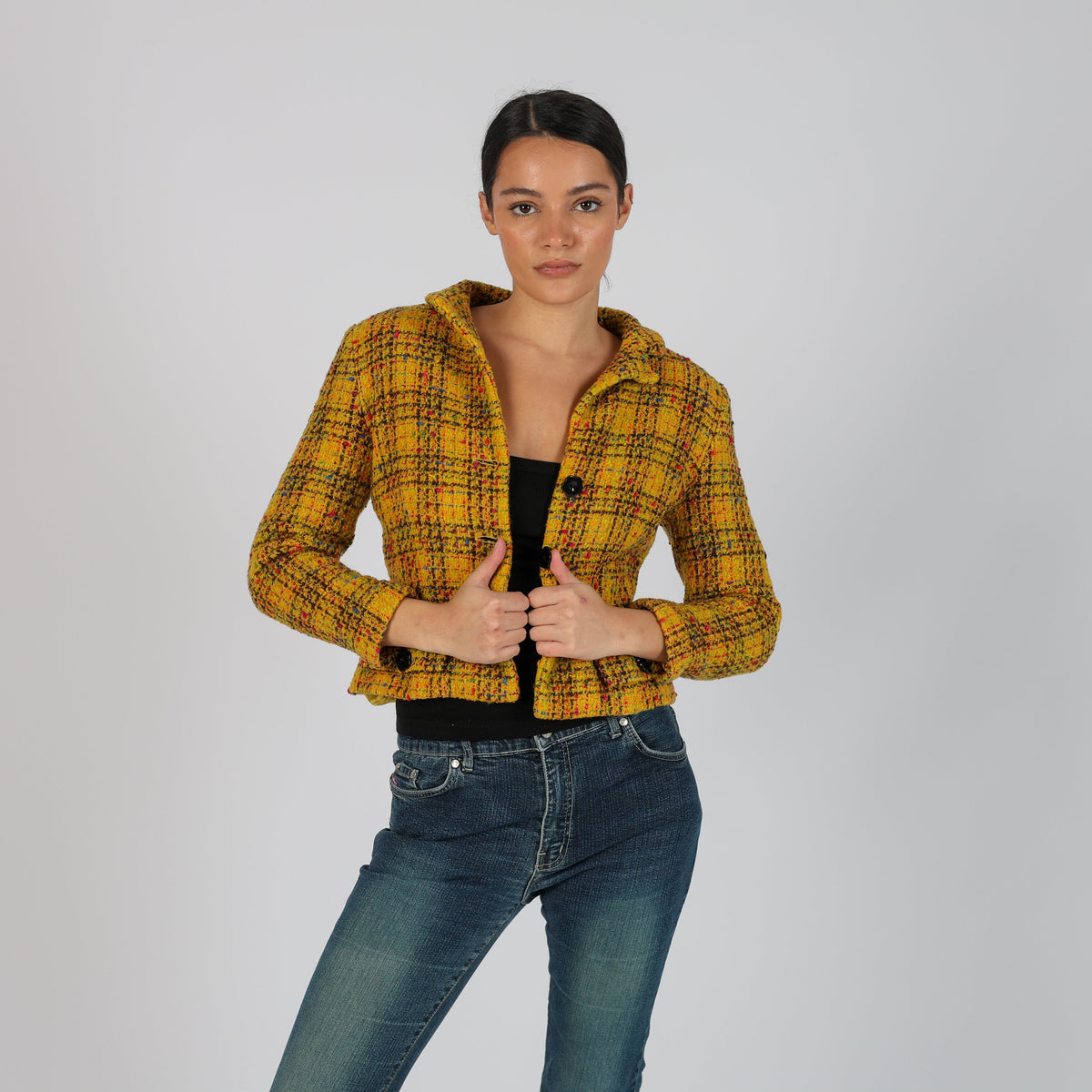 Mustard Yellow Y2K Benini Bruno Woven Jacket (S)