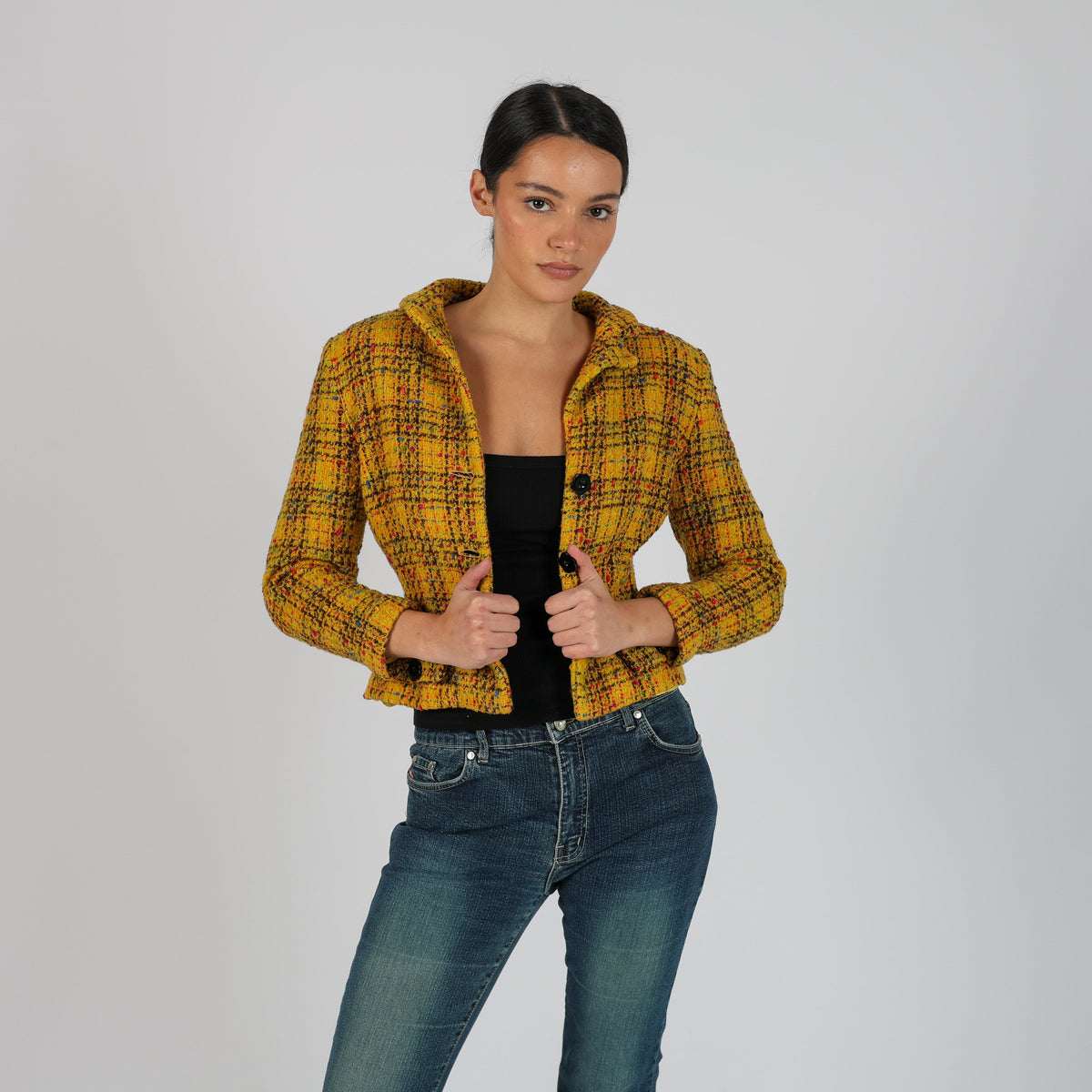 Mustard Yellow Y2K Benini Bruno Woven Jacket (S)
