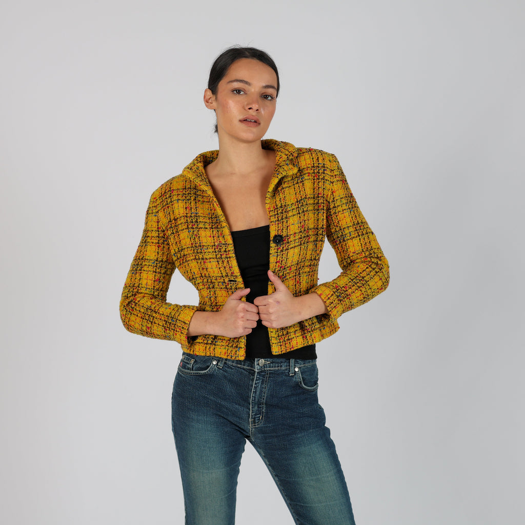 Mustard Yellow Y2K Benini Bruno Woven Jacket (S)