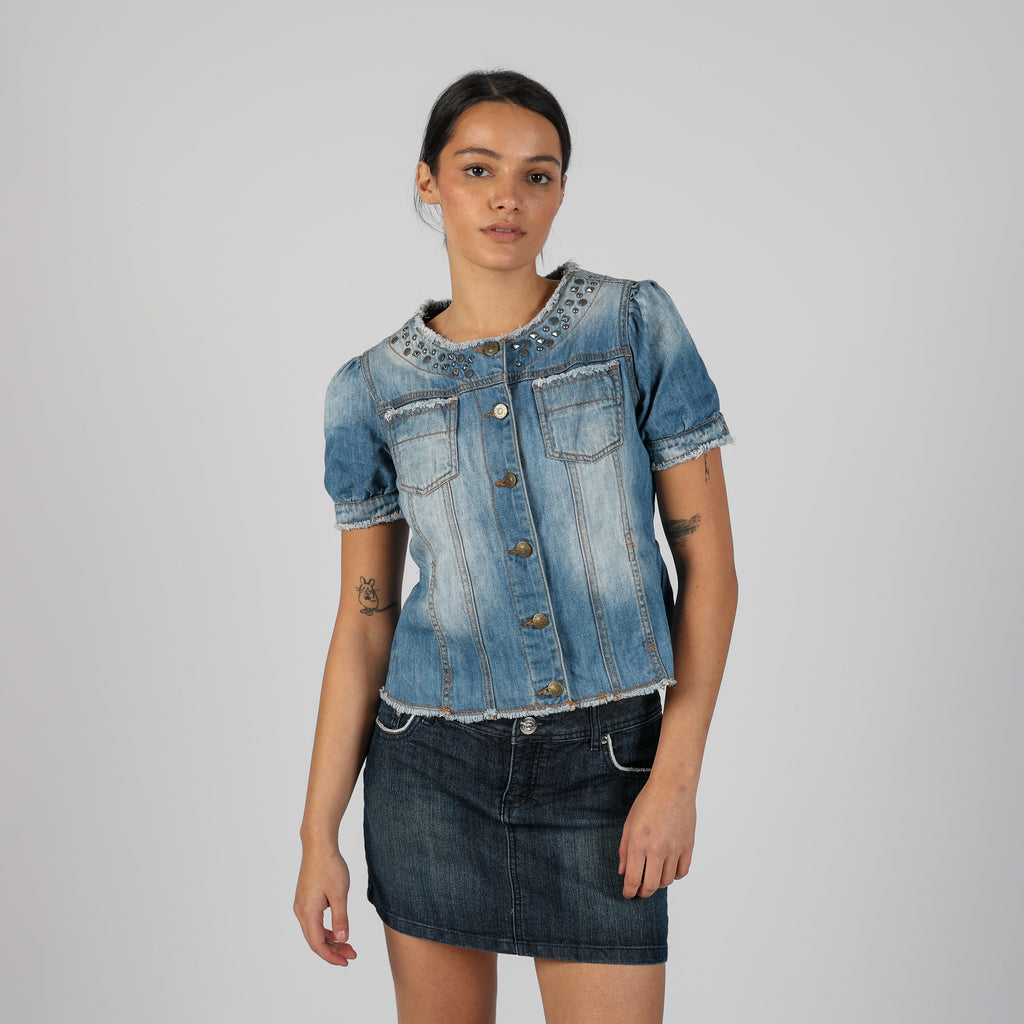 Light Blue Y2K Sisley Denim Jacket (S)