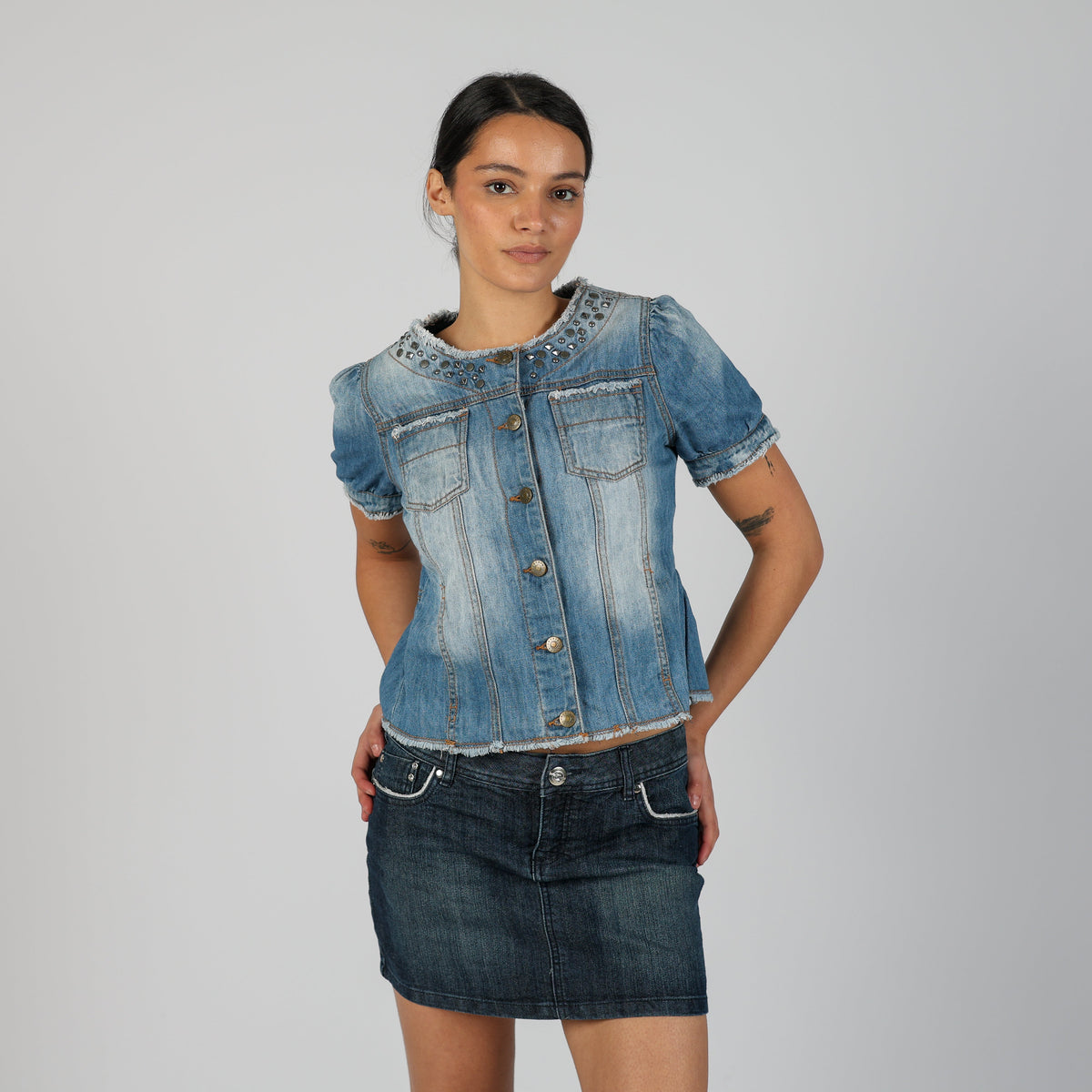 Light Blue Y2K Sisley Denim Jacket (S)