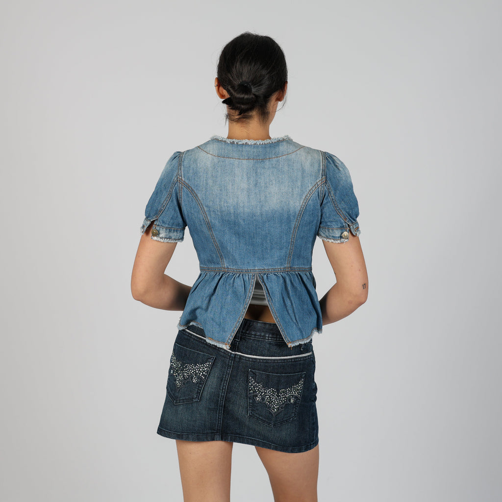 Light Blue Y2K Sisley Denim Jacket (S)