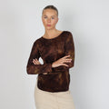 Brown 90s Made in Italy Long Sleeve Top Velour (S)