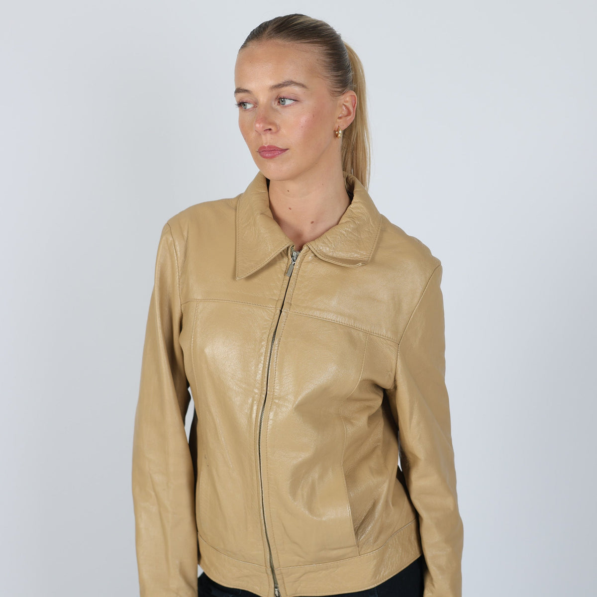 Tan Y2K Society Leather Jacket (S)