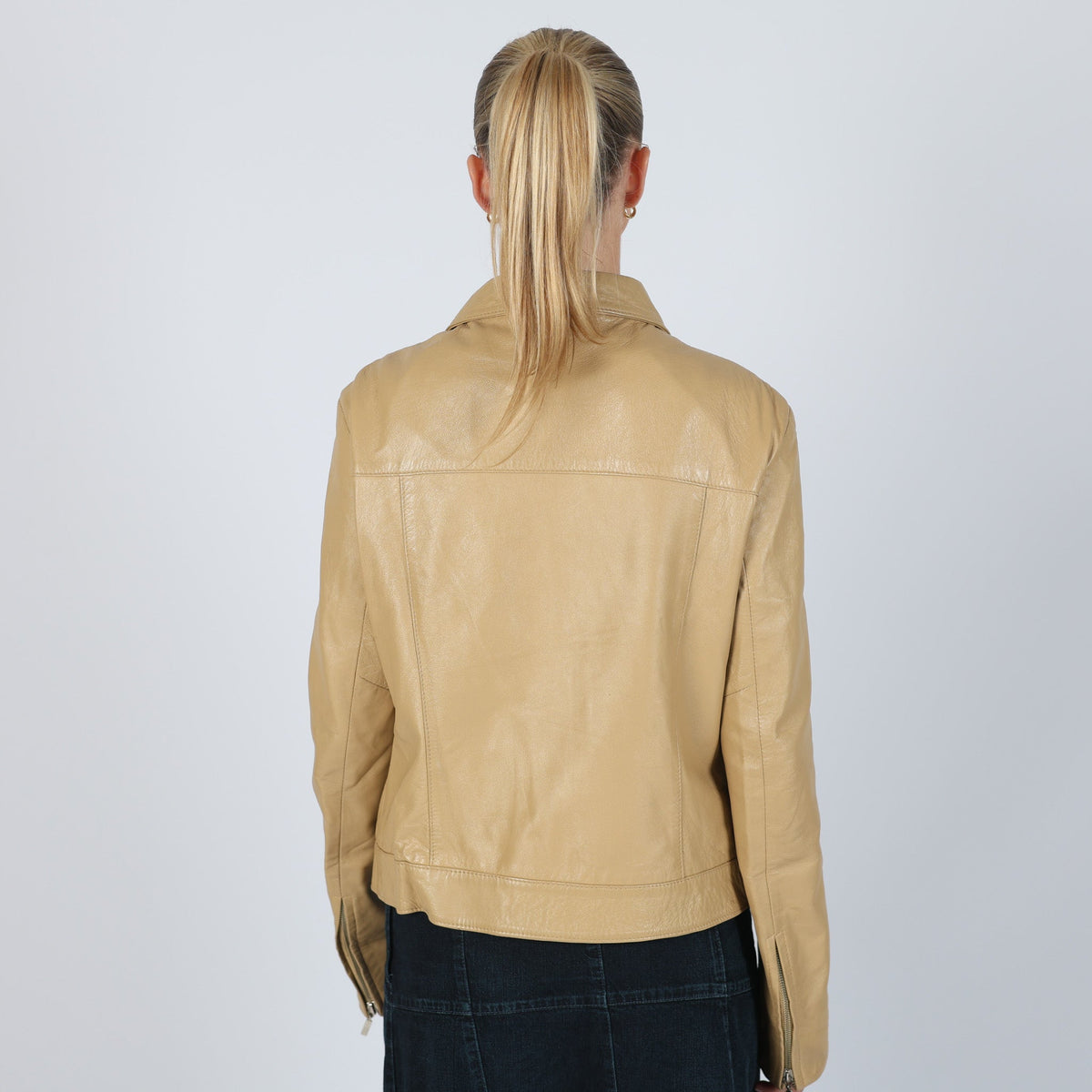 Tan Y2K Society Leather Jacket (S)