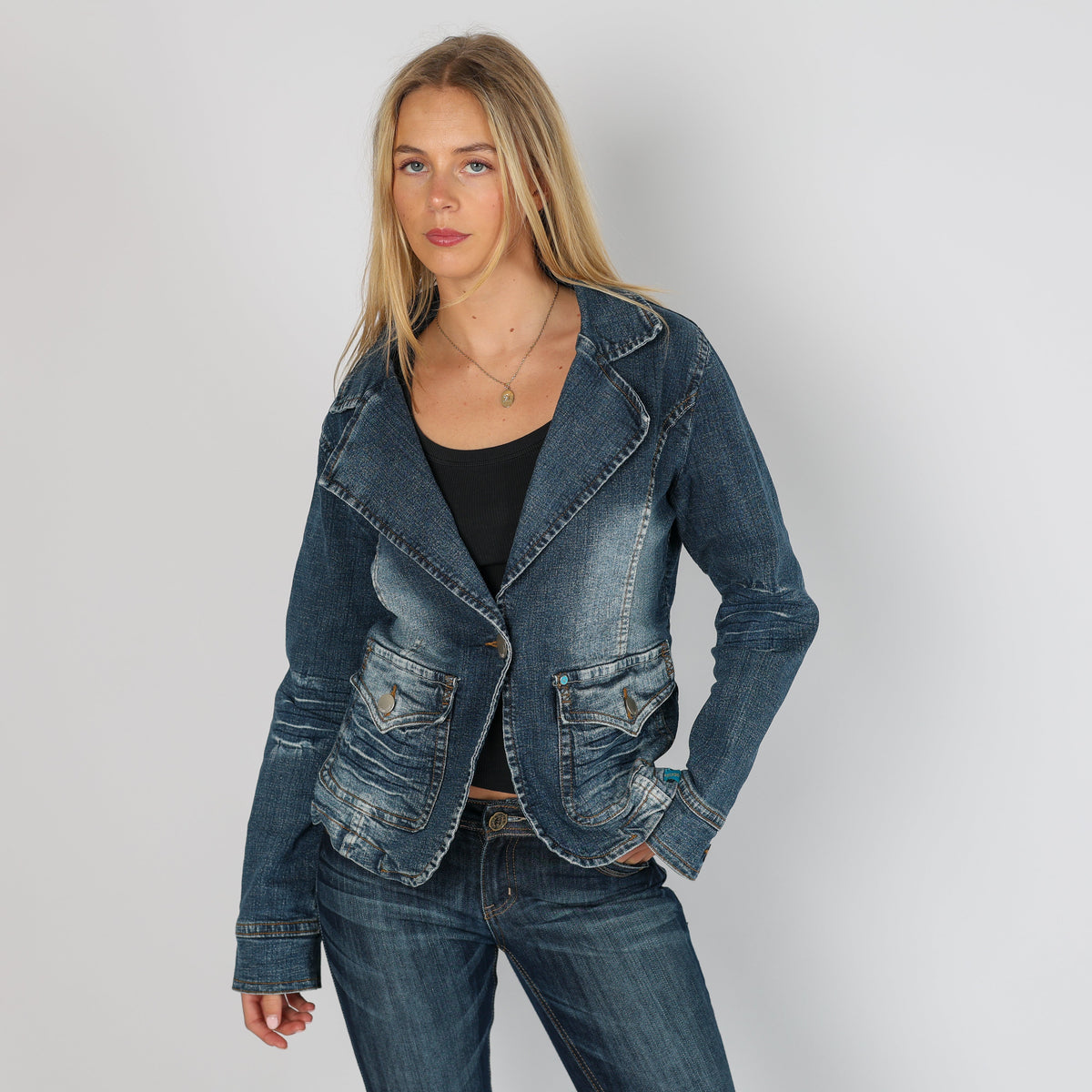 Blue Y2K beat wear Denim Jacket (M)