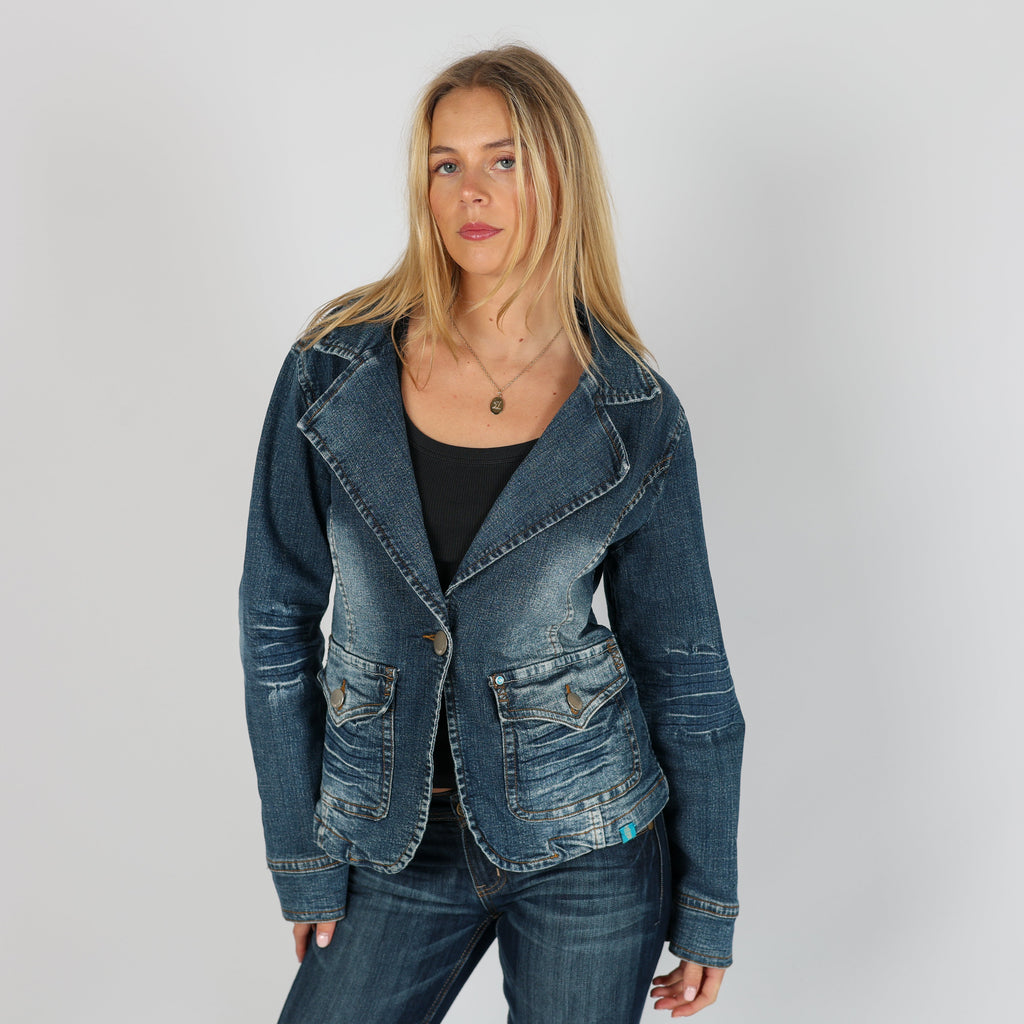 Blue Y2K beat wear Denim Jacket (M)