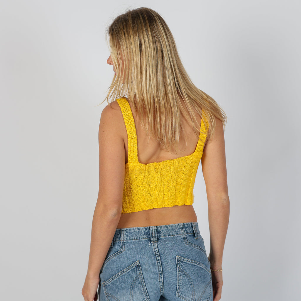 Yellow Y2K Knitted Top (S)