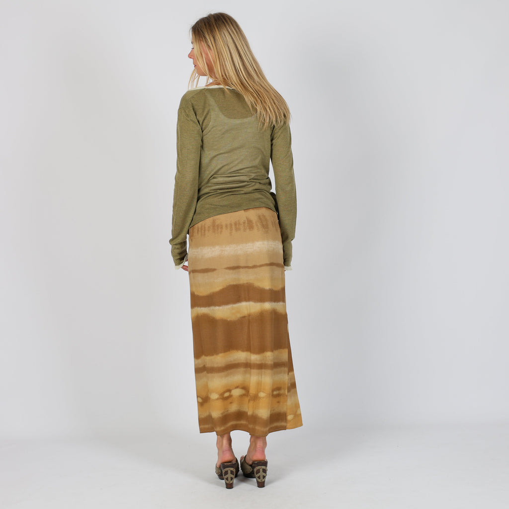 Tan 90s Made in Italy Woven Maxi Skirt (XS)