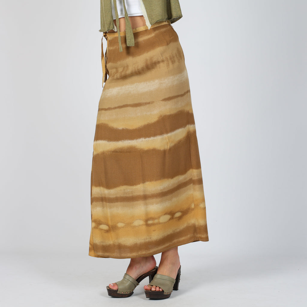 Tan 90s Made in Italy Woven Maxi Skirt (XS)
