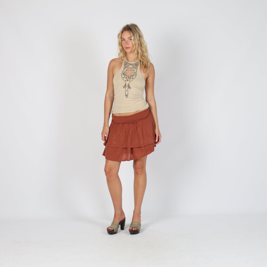 Orange 90s Woven Mini Skirt (S)