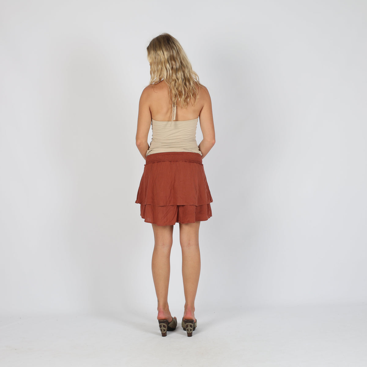 Orange 90s Woven Mini Skirt (S)