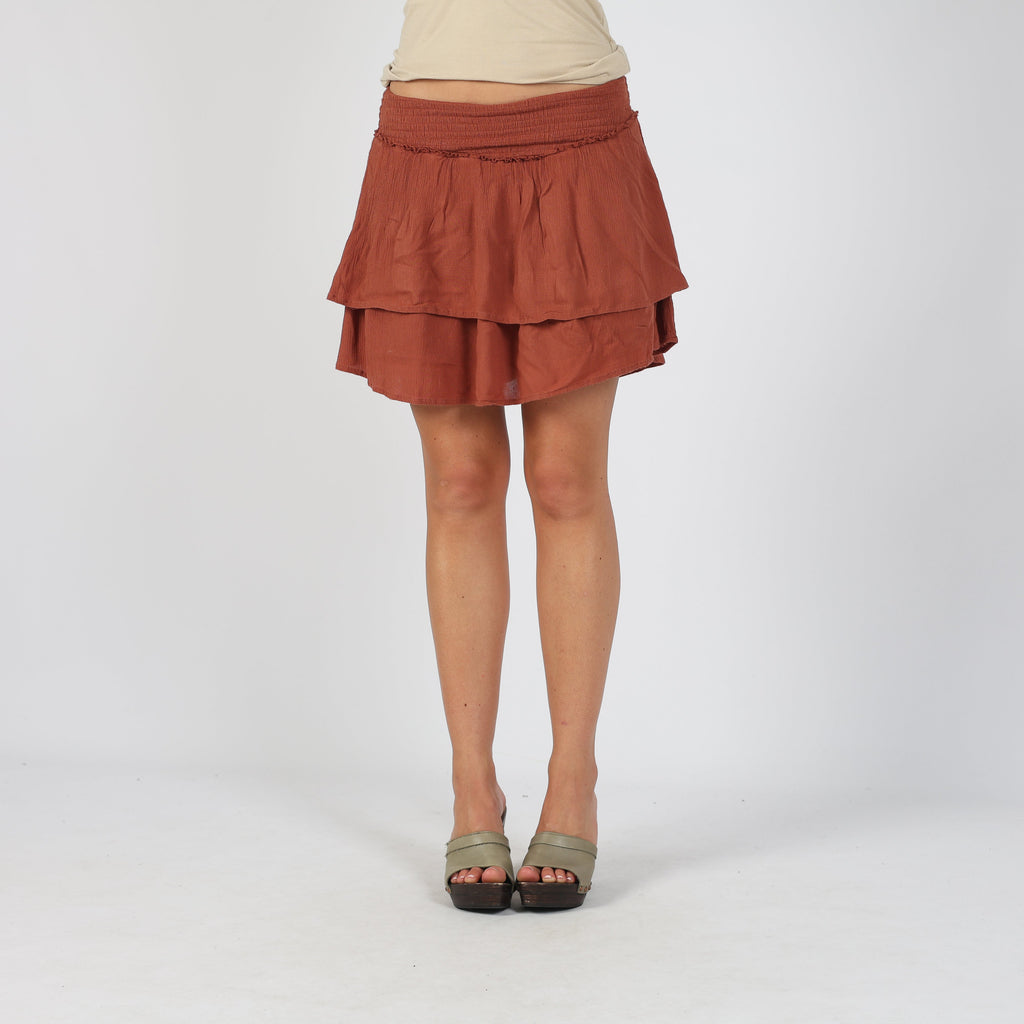 Orange 90s Woven Mini Skirt (S)
