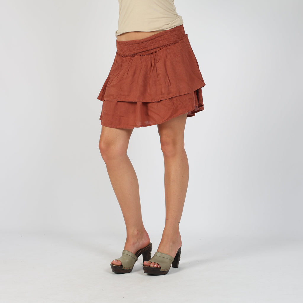 Orange 90s Woven Mini Skirt (S)