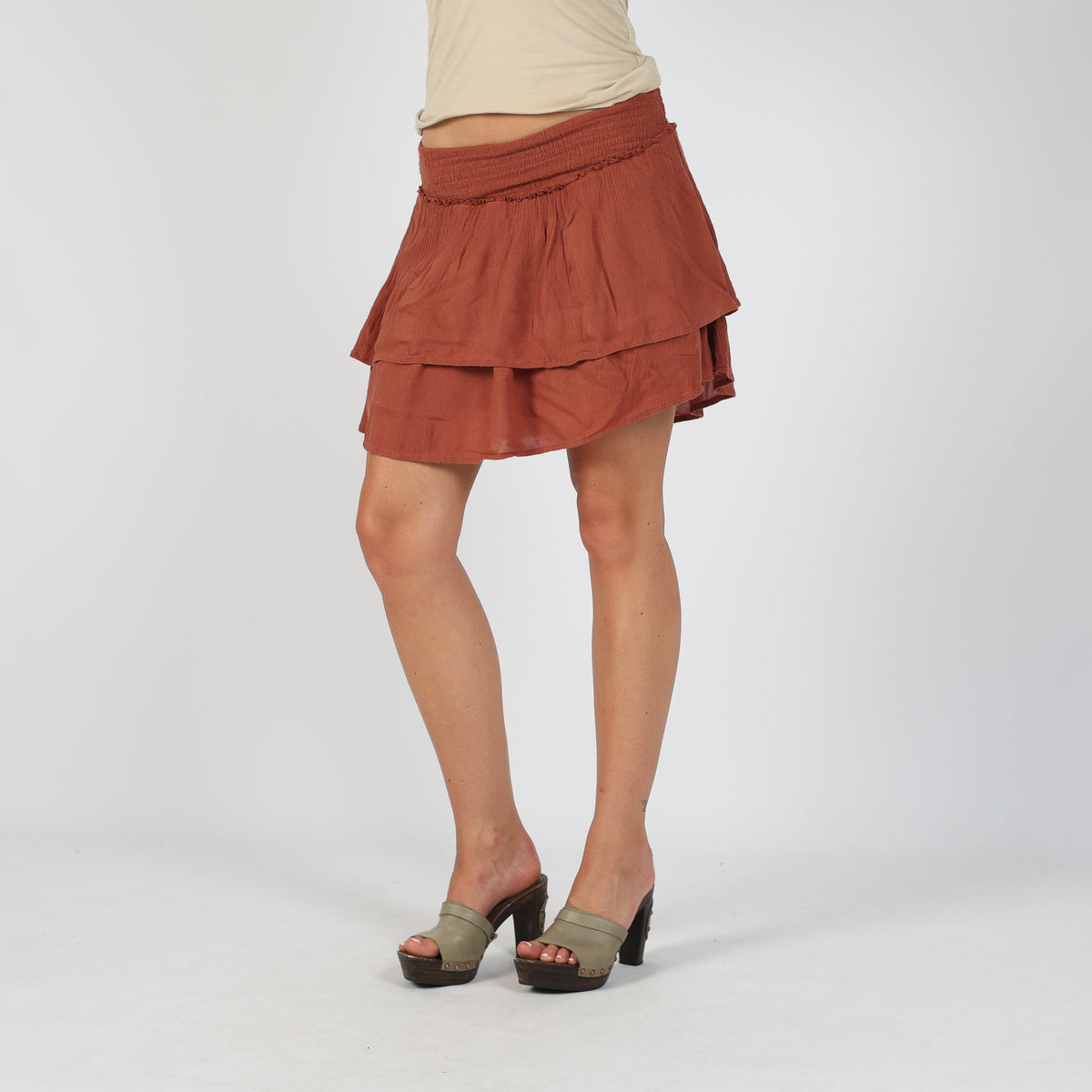 Orange 90s Woven Mini Skirt (S)