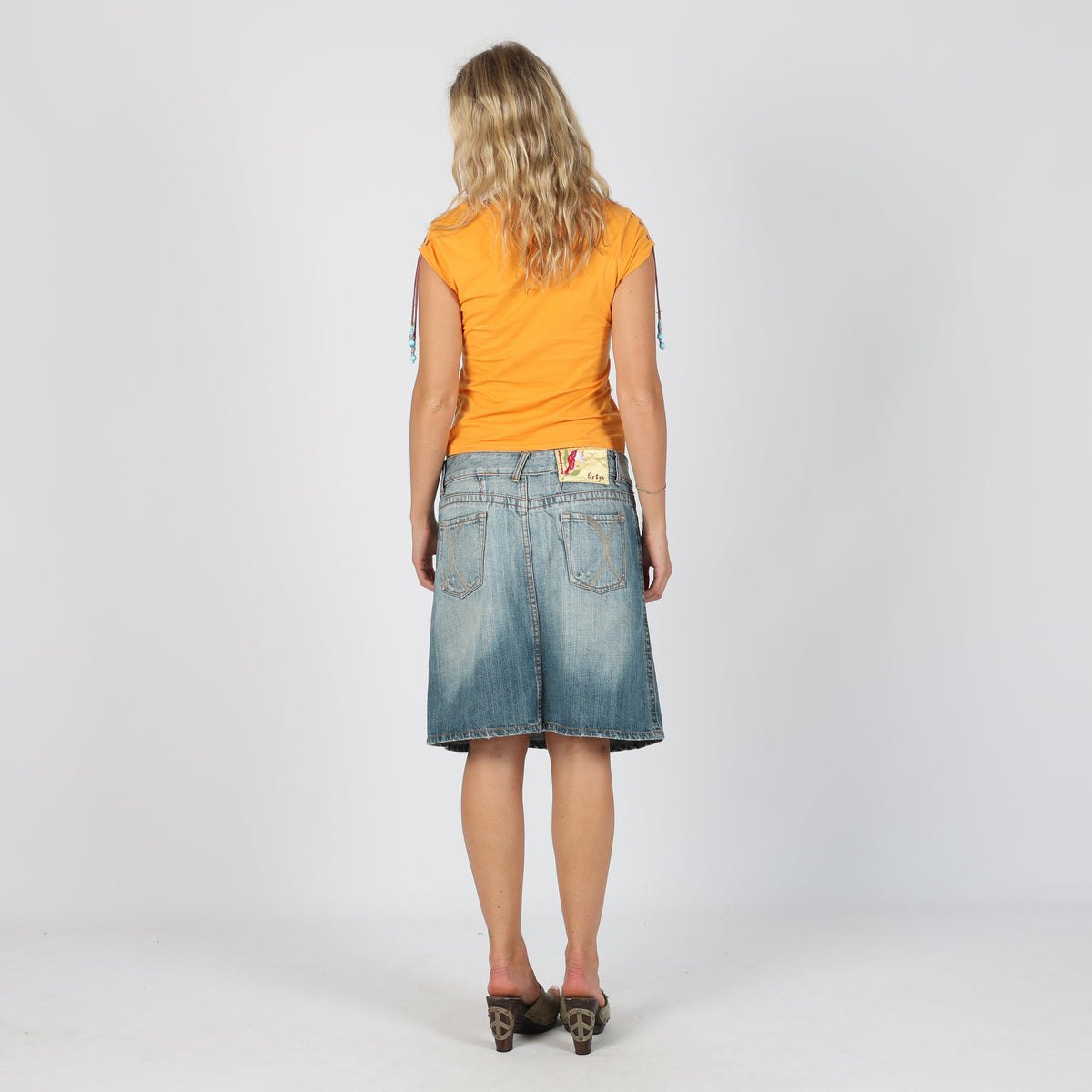 Blue 90s EXTYN Italia Denim Midi Skirt (M)