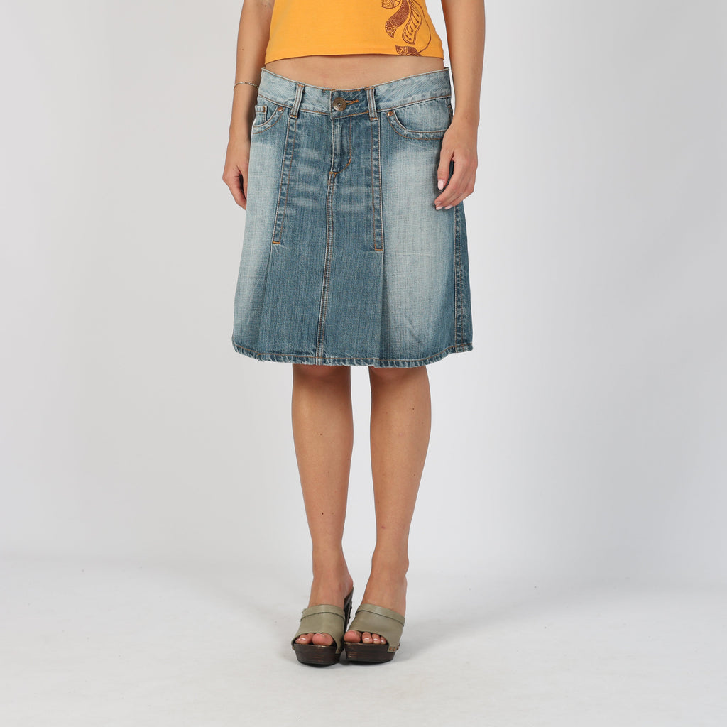 Blue 90s EXTYN Italia Denim Midi Skirt (M)
