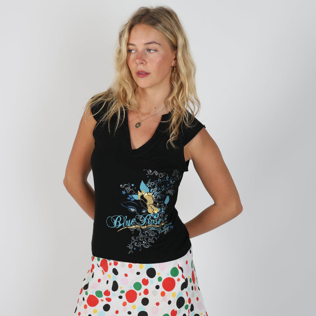 Black 90s L.A. Blue Rose Woven Vest (M)