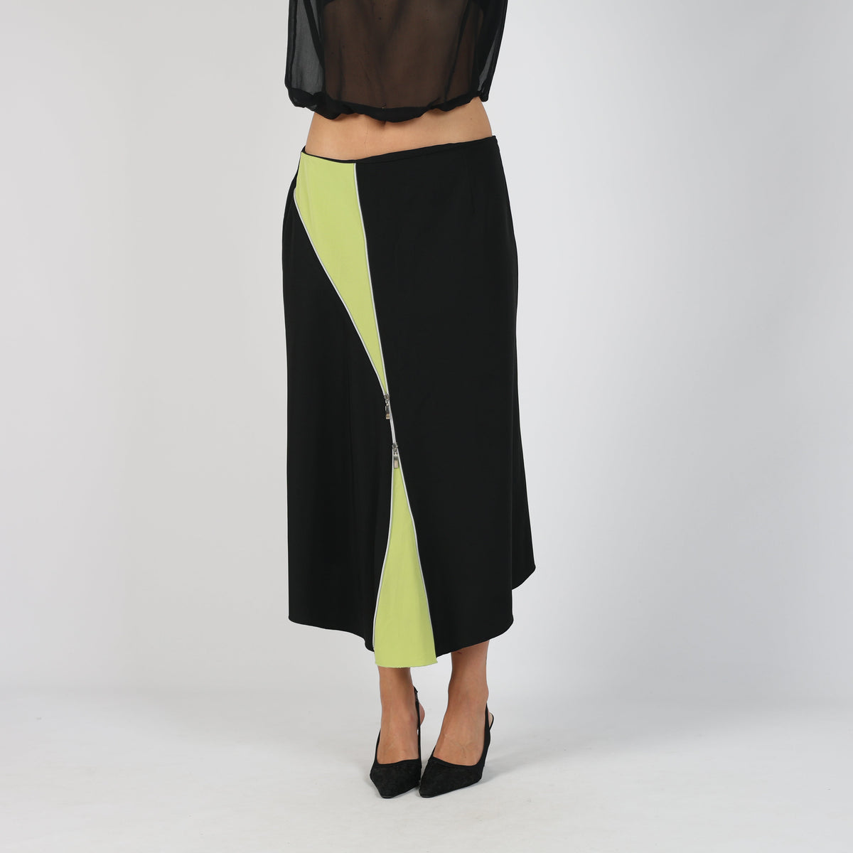 Black 90s Coconuda Woven Midi Skirt (M)