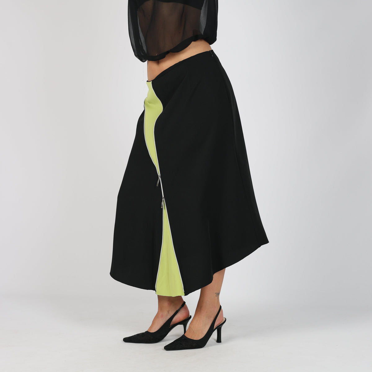 Black 90s Coconuda Woven Midi Skirt (M)