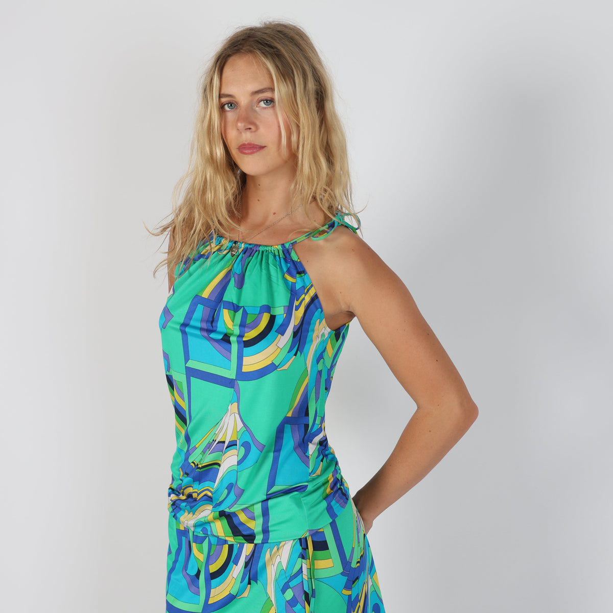 Light Green 90s Acqua & Sale Printed Woven Mini Dress (S)