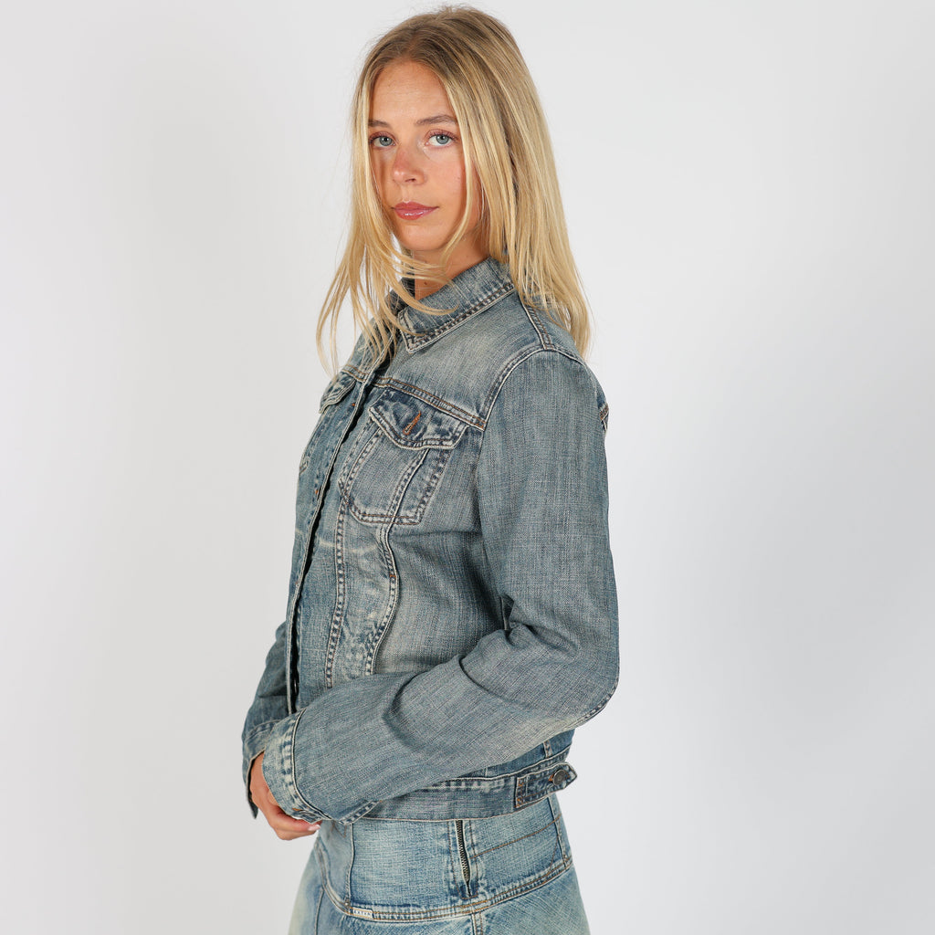 Light Blue Y2K United Colors of Benetton Denim Jacket (S)