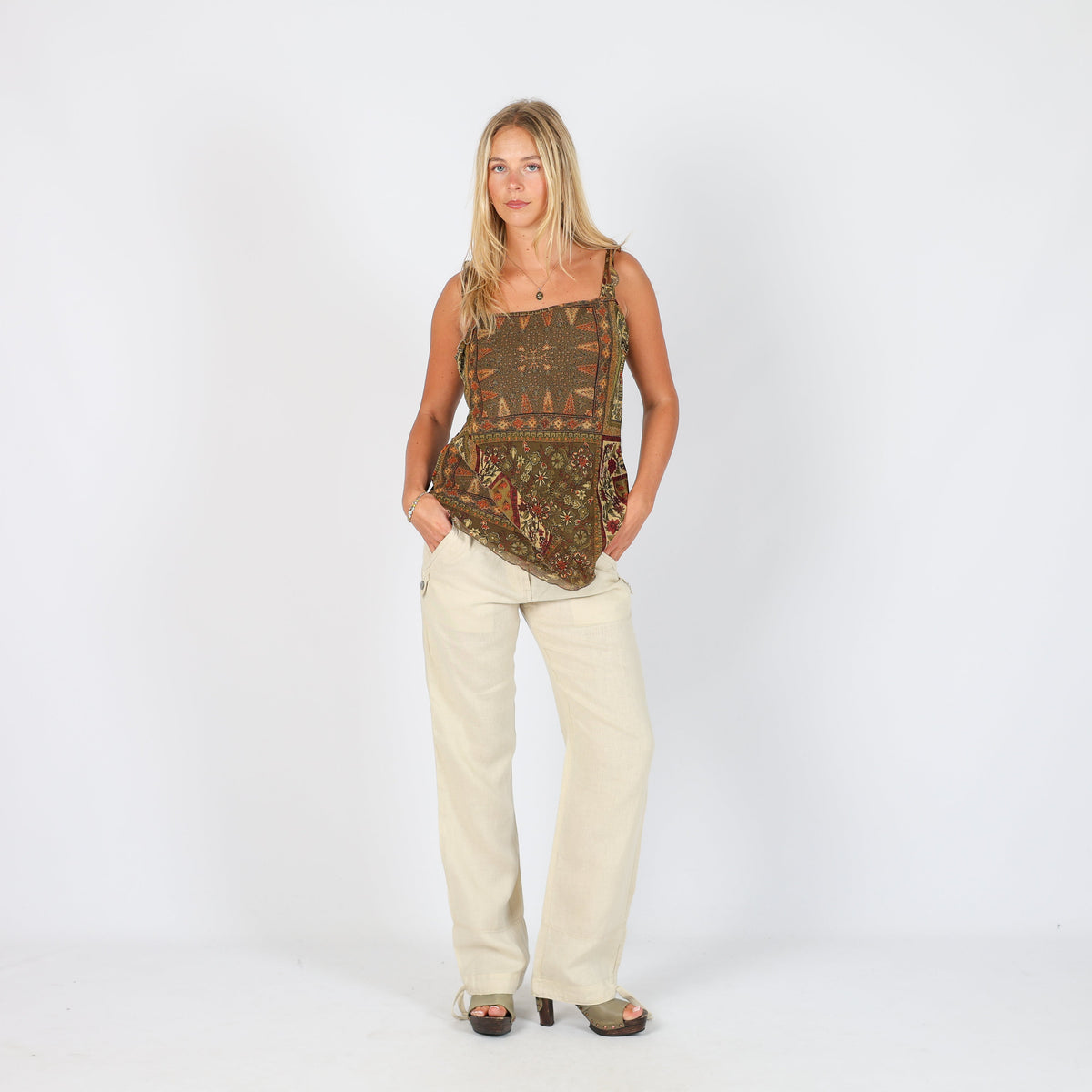 Cream Y2K Napapijri Woven Trousers (S)