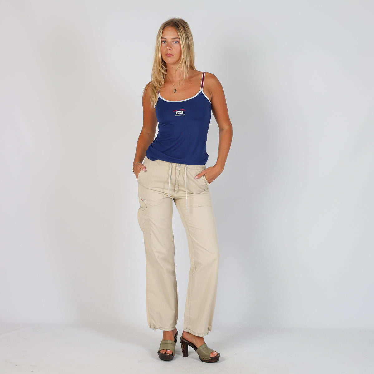 Cream Y2K Fiorucci Cargo Pants (XS)