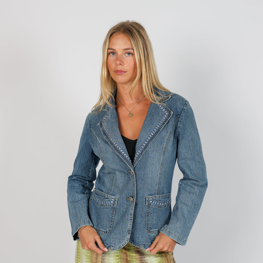 Blue Y2K RE&X Jeans Denim Jacket (S)