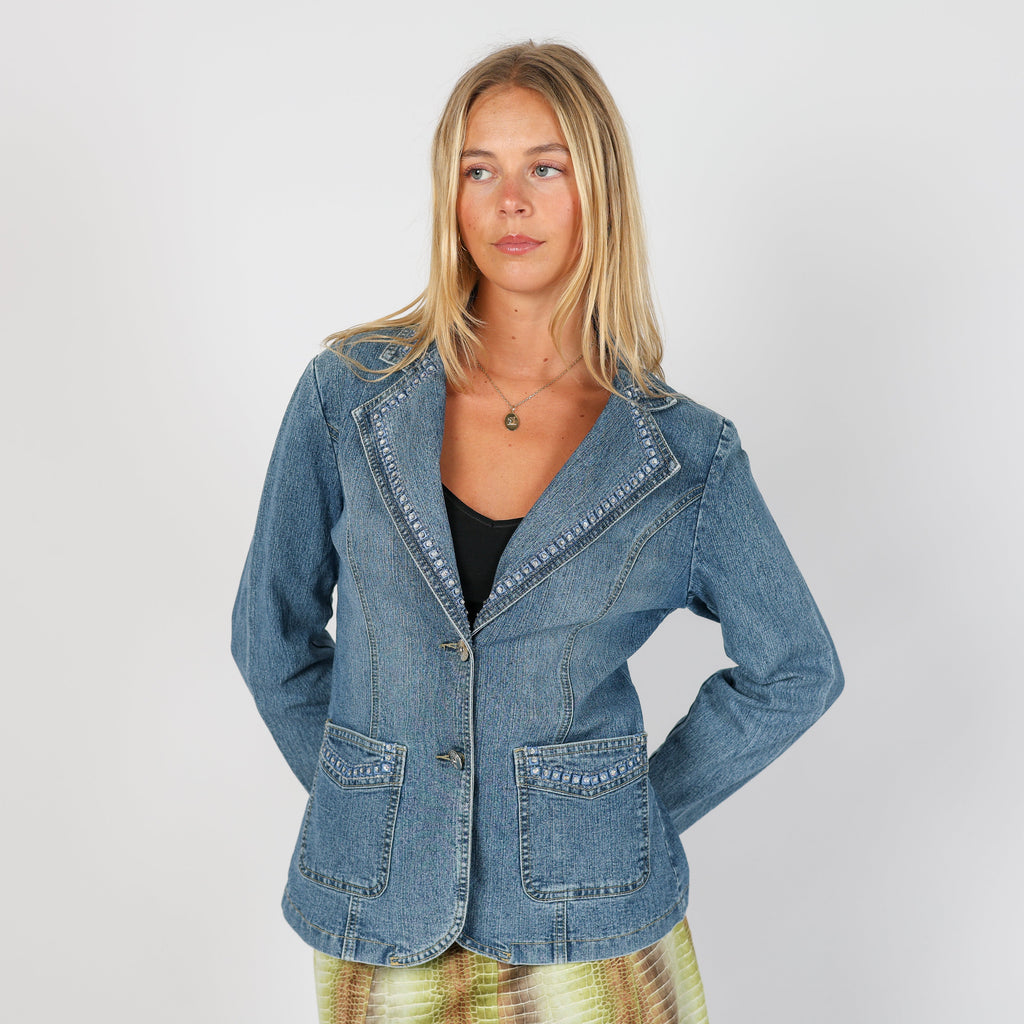 Blue Y2K RE&X Jeans Denim Jacket (S)