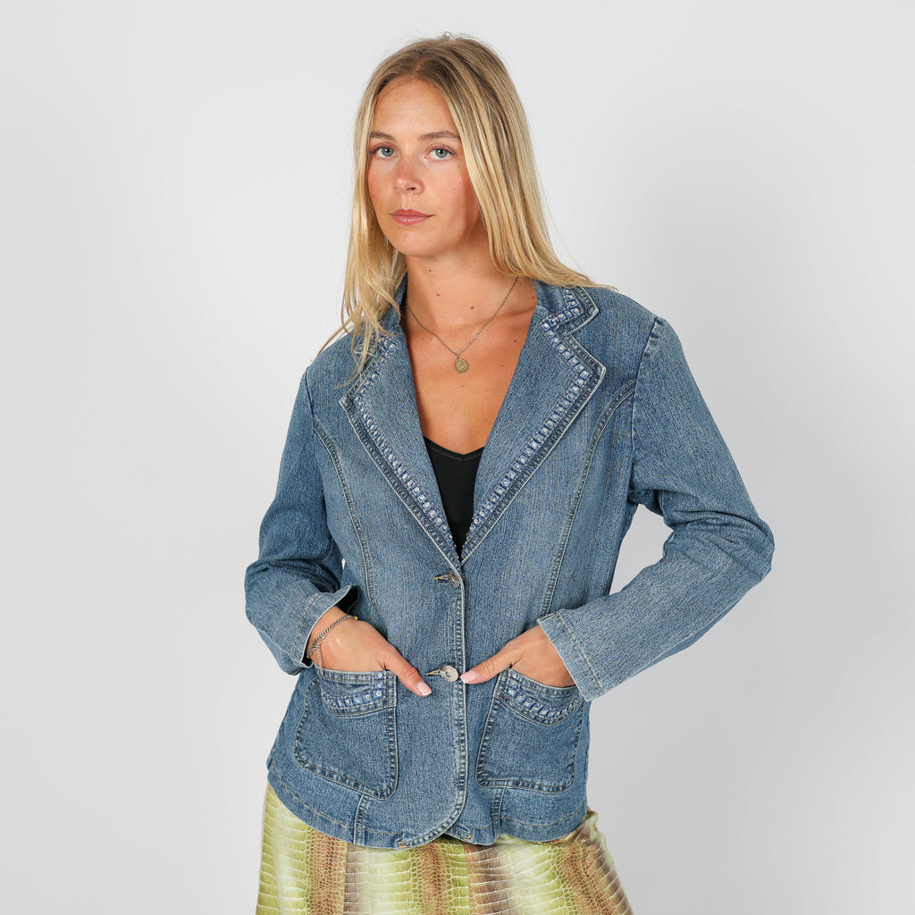 Blue Y2K RE&X Jeans Denim Jacket (S)