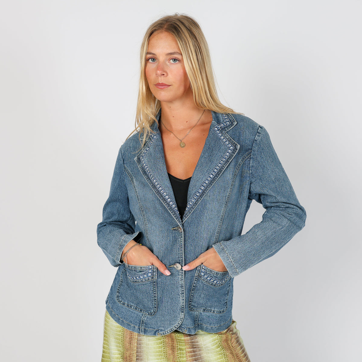 Blue Y2K RE&X Jeans Denim Jacket (S)