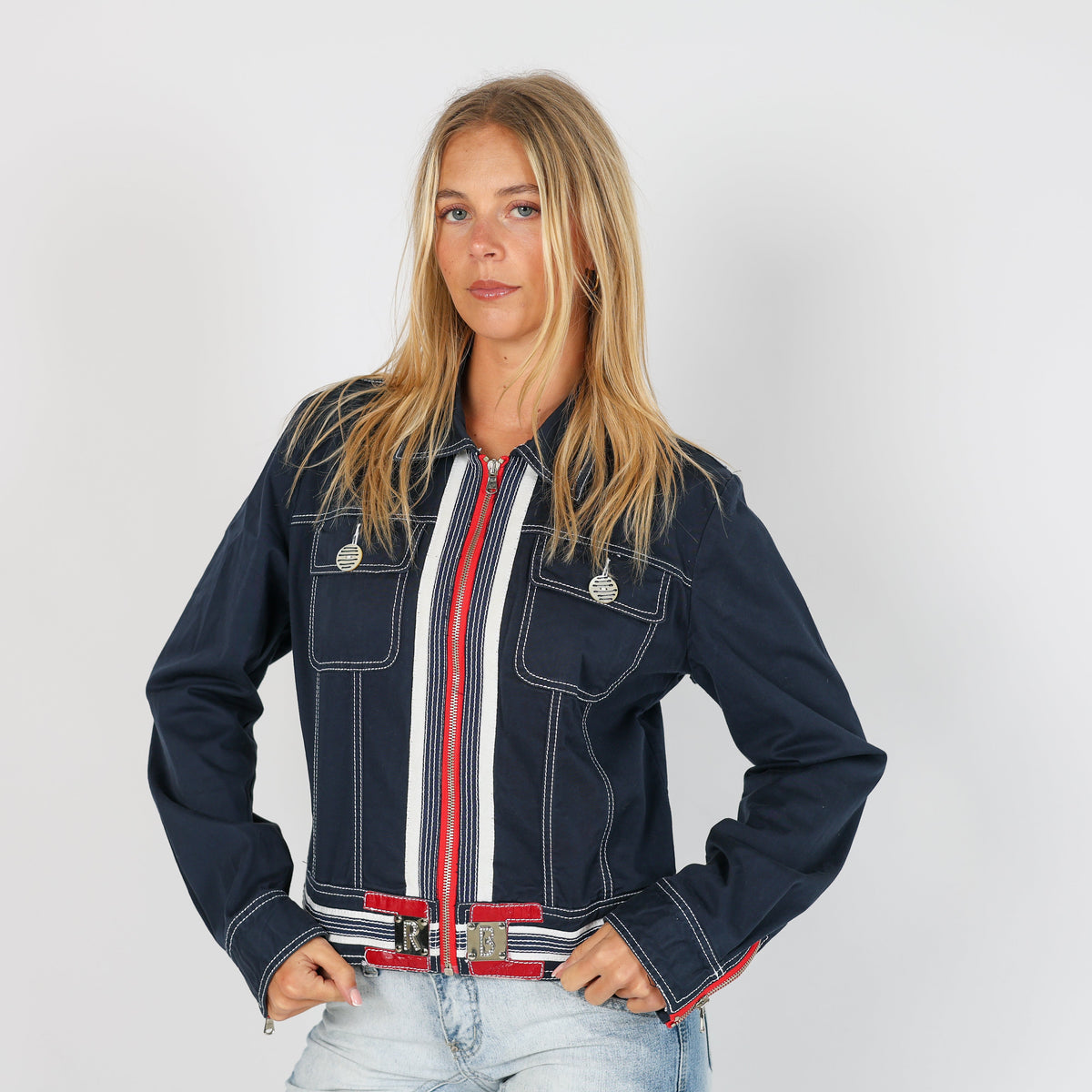 Navy Blue Y2K Roccobarocco Light jacket (S)