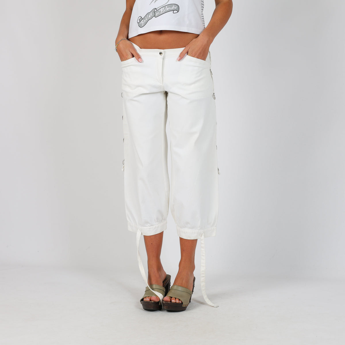Ivory Y2K Made in Italy Cargo Pants Don't Touch (S)