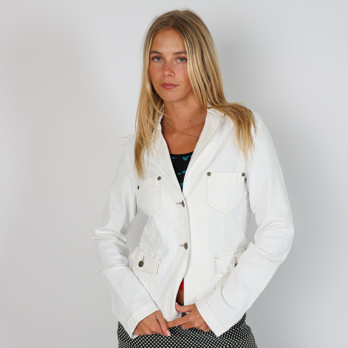 White Y2K Glenfield Denim Jacket (S)