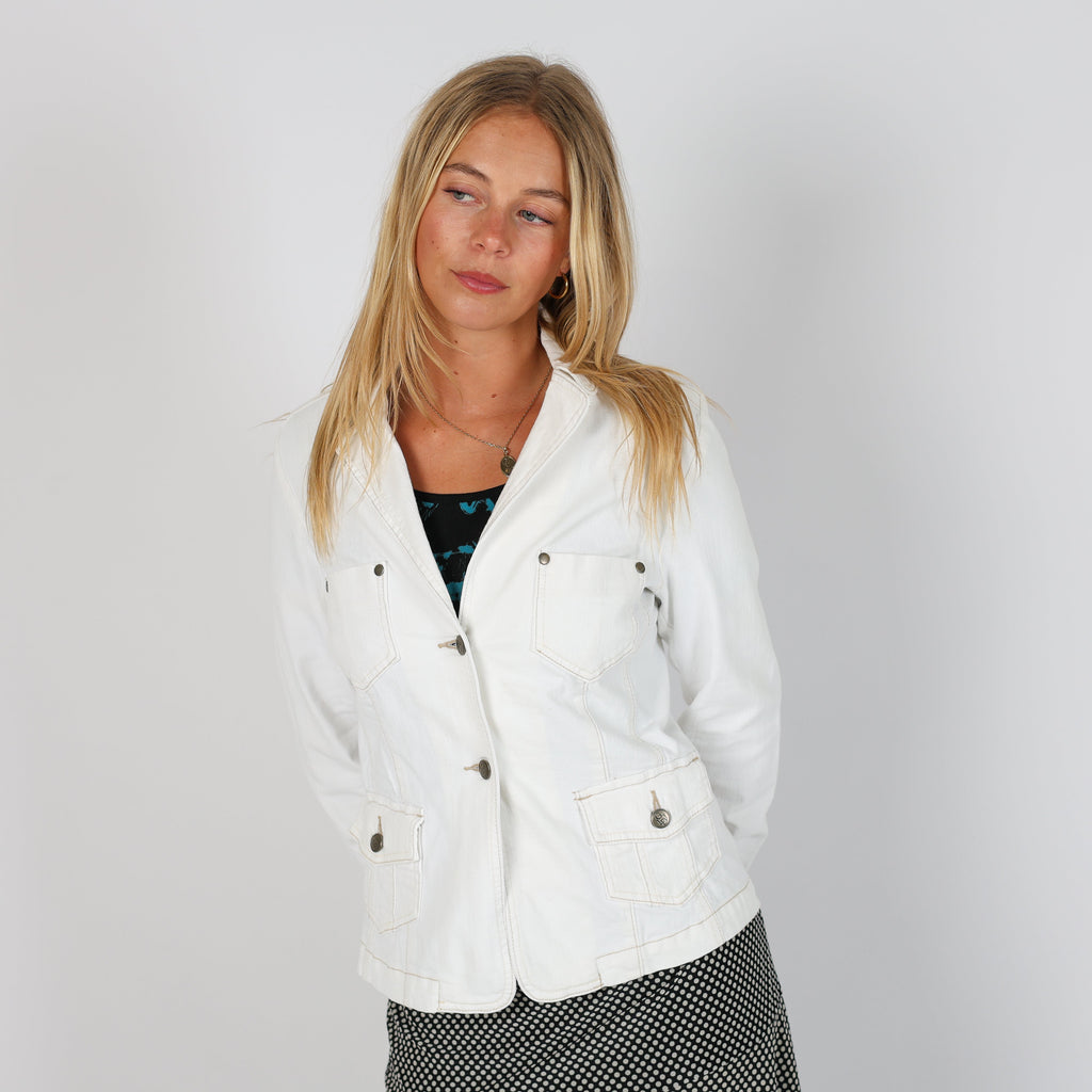White Y2K Glenfield Denim Jacket (S)