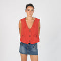 Orange Y2K Denim Waistcoat (L)
